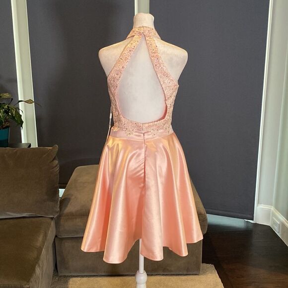 Women’s Satin & Lace Halter Short Prom Party Dress 2 Pieces Size 4 NWT - Picture 5 of 13